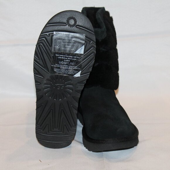 UGG WOMEN'S TANIA CLASSIC SHORT SHEARLING SUEDE WINTER BOOTS BLACK SZ‎ 6 - Picture 6 of 6